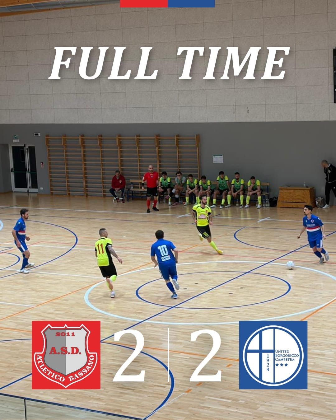 LO UNITED STOPPA SUL PARI L’ATLETICO BASSANO. A CASSOLA FINISCE 2 A 2 UN MATCH TIRATISSIMO.